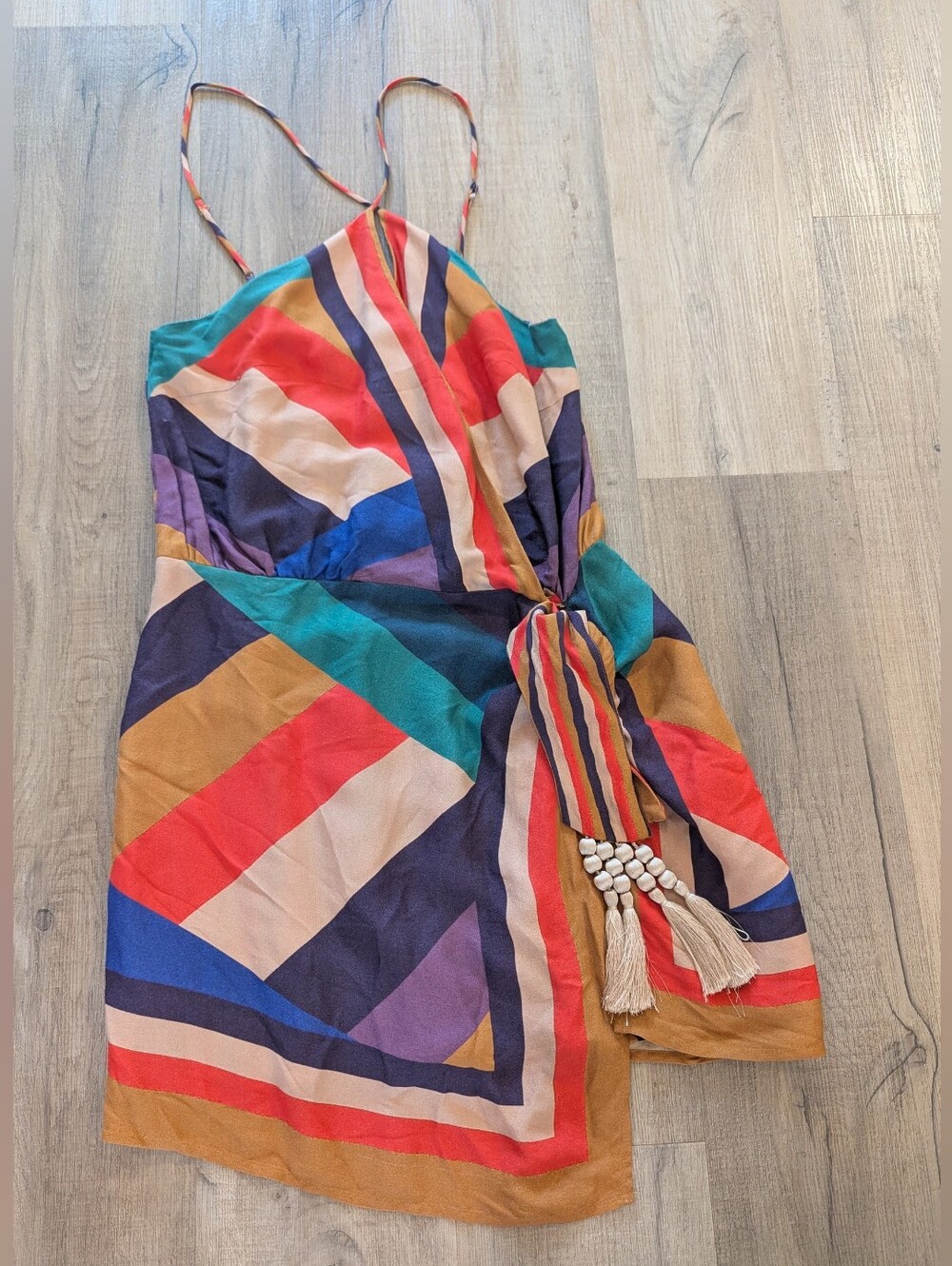 FARM Rio Multicolor Geometric Wrap Mini Dress - Picture 2 of 10